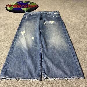 BLUE Y2K 7 FOR ALL MANKIND ACID WASHED RELAXED BAGGY JEANS😮‍💨